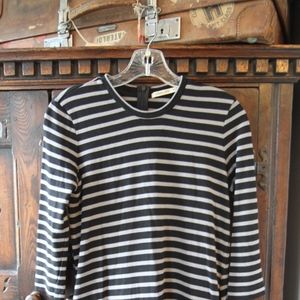 Marine Layer Taupe Black Stripe 3/4 Sleeve Dress